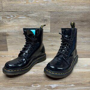 Dr. Martens 1460 Black Patent Leather Lace Up Boots Women's Size 8